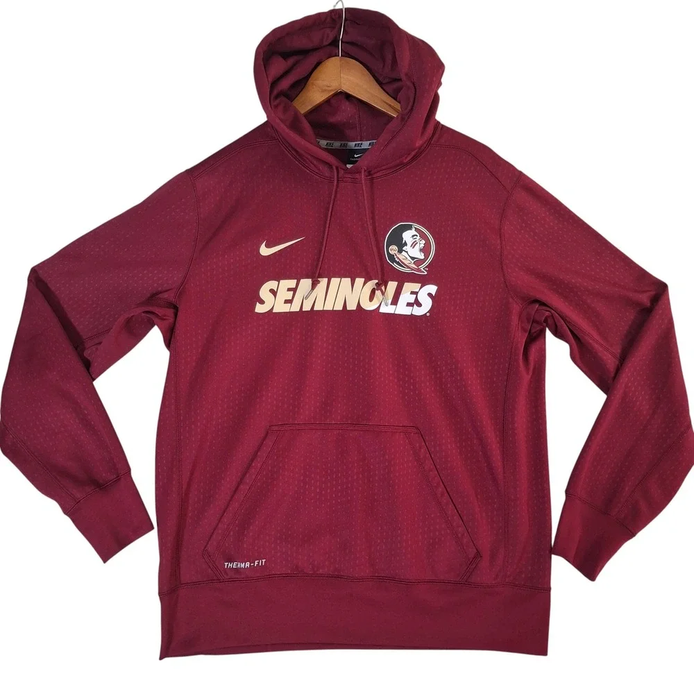 Nike‎ Florida State Seminoles Hoodie Men's Large FSU Maroon Pullover Therma-FIT